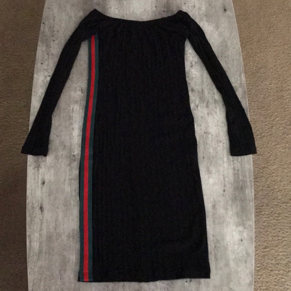 Black bodycon off the shoulder dress
